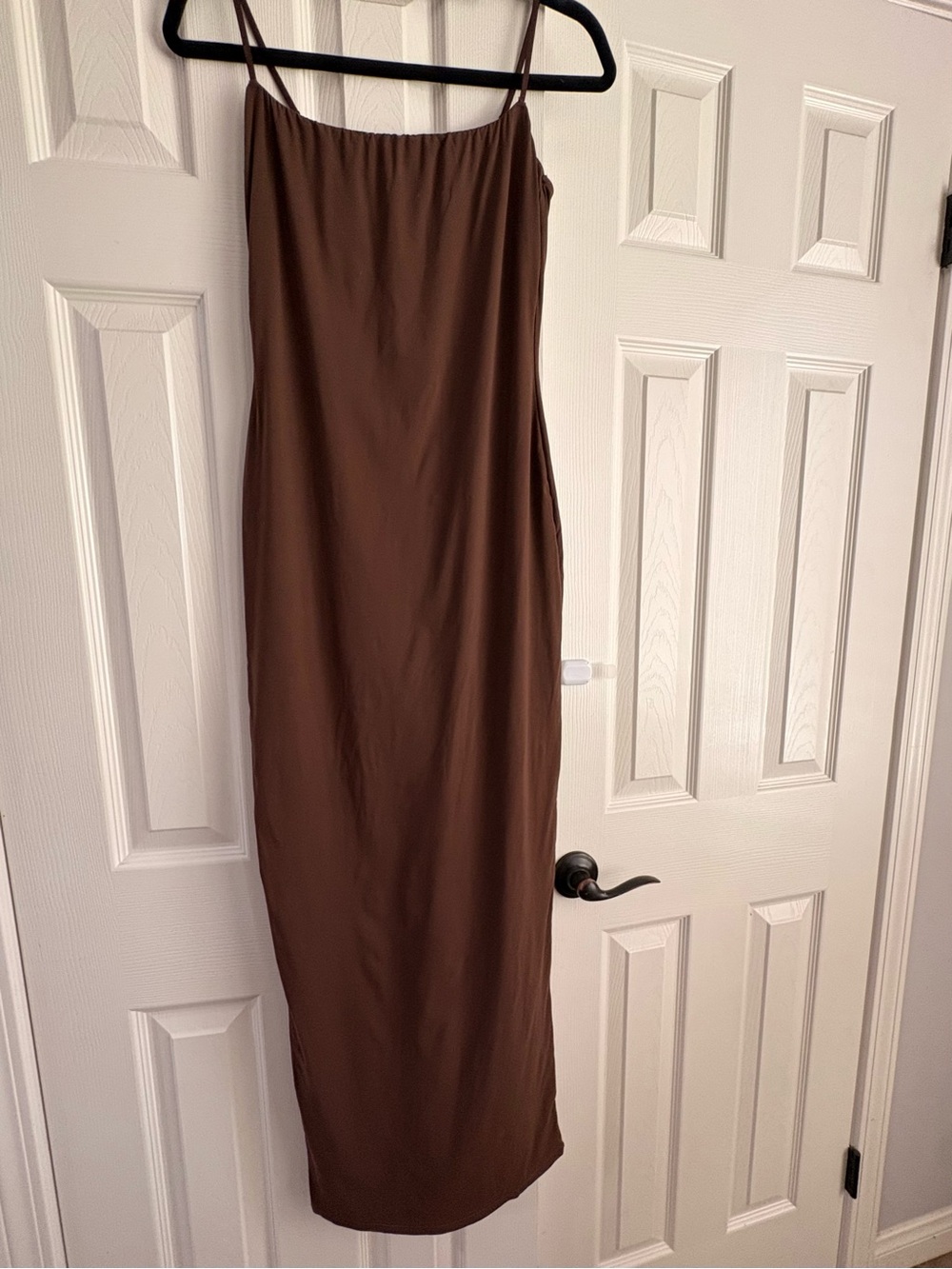 SKIMS brown slip maxi dress